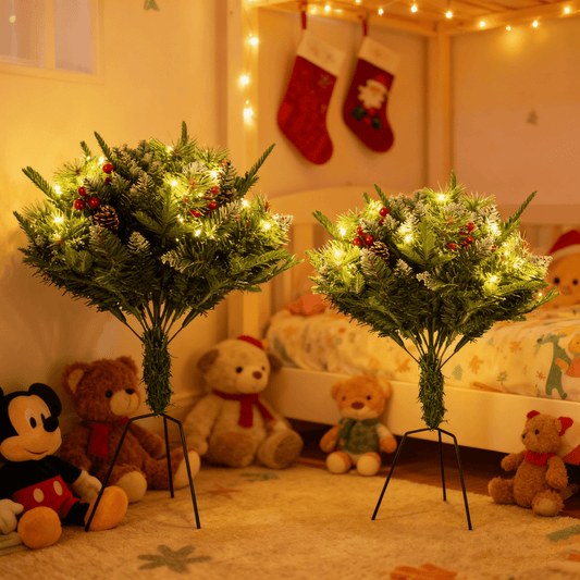 Realistic Artificial Christmas Tree with 8 LED Lighting Modes, Auto Timer, IP44 Waterproof, Battery Operated Indoor Outdoor Holiday Decor