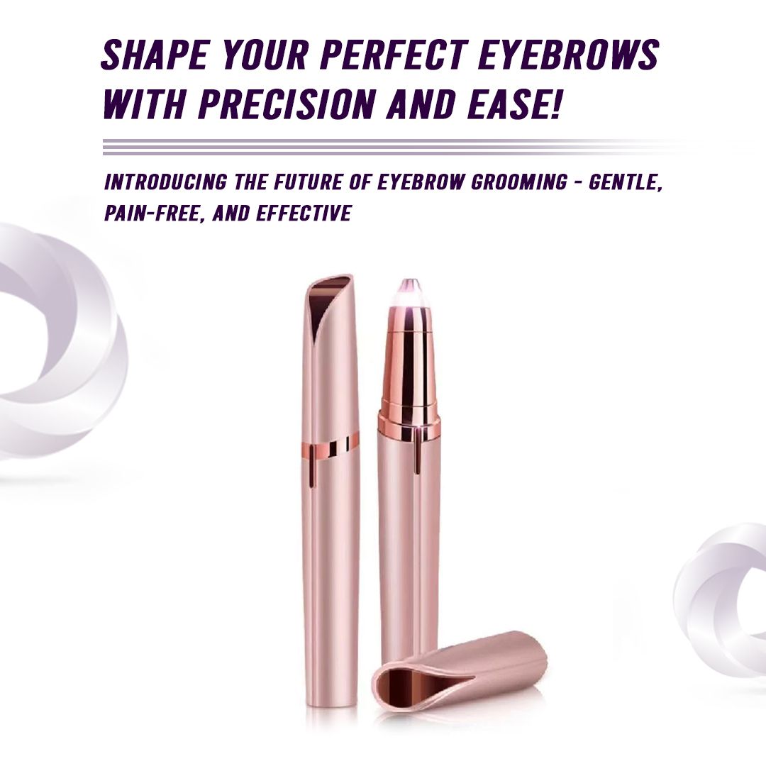 Rechargeable Eyebrow Hair Remover - Portable Electric Eyebrow Trimmer & Painless Epilator Razor Pen with Built-in LED Light for Shaping Brows