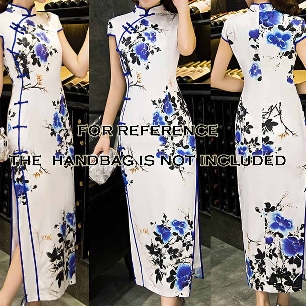 Retro Oriental Dress Blue and White Porcelain Cheongsam Dress Cocktail Dress