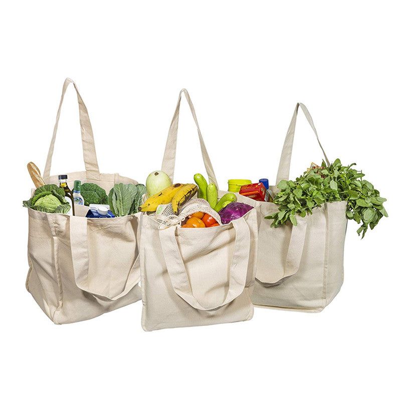 Reusable Organic Cotton Tote Grocery Mesh Bag with 6 Internal Sleeves - Eco-Friendly Washable Shopping Bag for Fruit & Vegetables