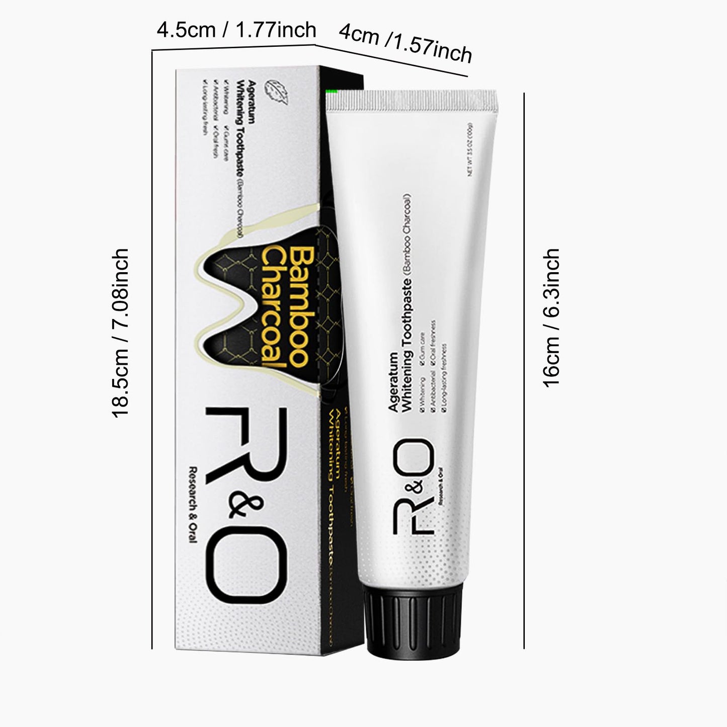 R&O Bamboo Charcoal Whitening Toothpaste, Natural Deep Cleaning Oral Care (3.5oz) - US West Coast Stock & Fast Shipping