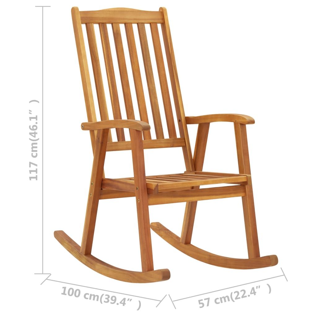 Rocking Chair Brown Solid Acacia Wood Large Durable