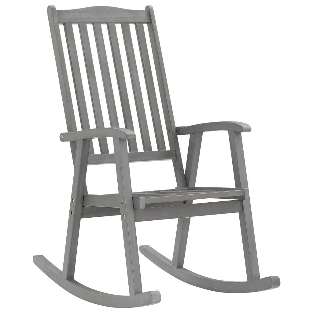 Rocking Chair Grey Solid Acacia Wood Standard Durable