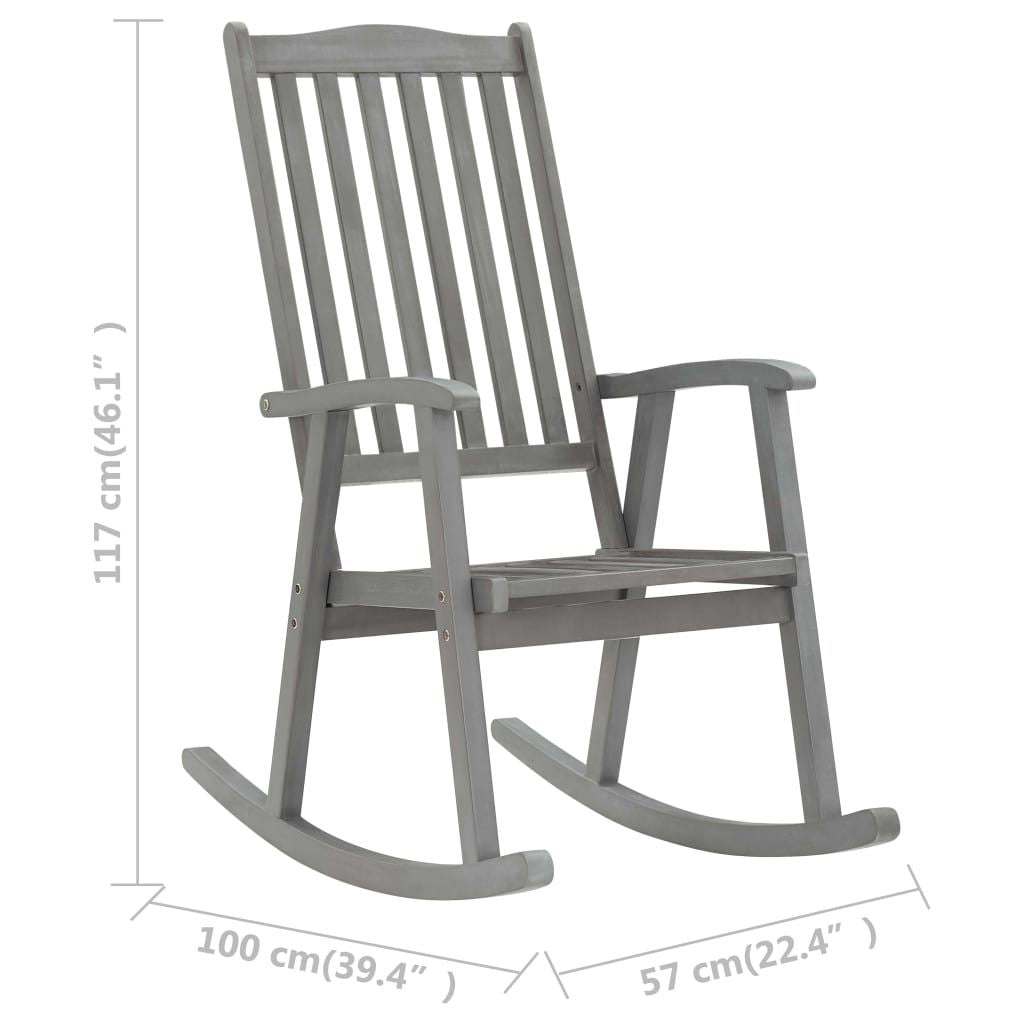 Rocking Chair Grey Solid Acacia Wood Standard Durable
