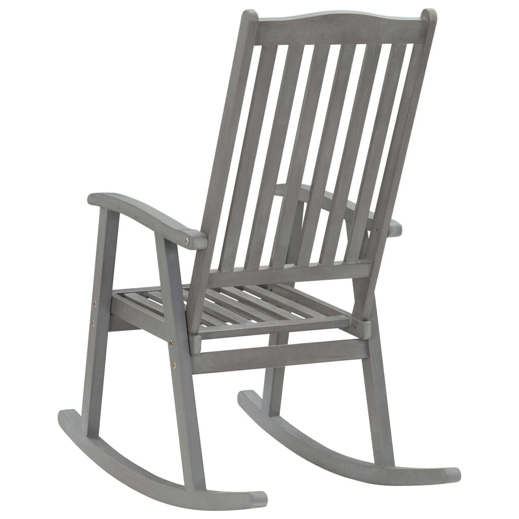 Rocking Chair Grey Solid Acacia Wood Standard Durable