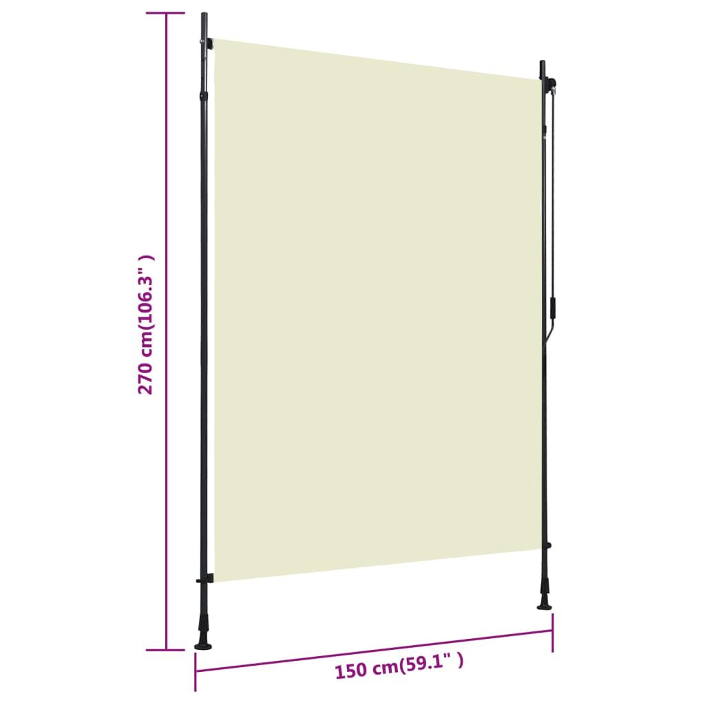 Roller Blind Cream Polyester with PA coating 59.1 x 106.3 in