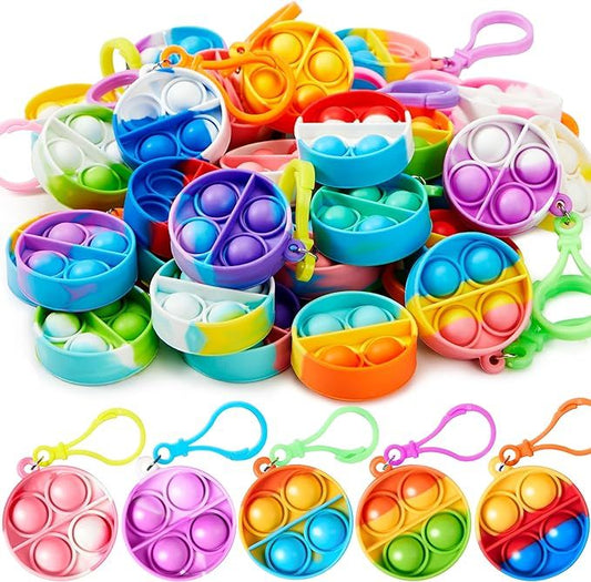 Round Pop Fidget Keychain Pop Fidget Toys Bulk Party Favors for Kids  Halloween Goodie Bags Stuffers Back to School Gifts for Students Classroom Prizes Sensory Toys