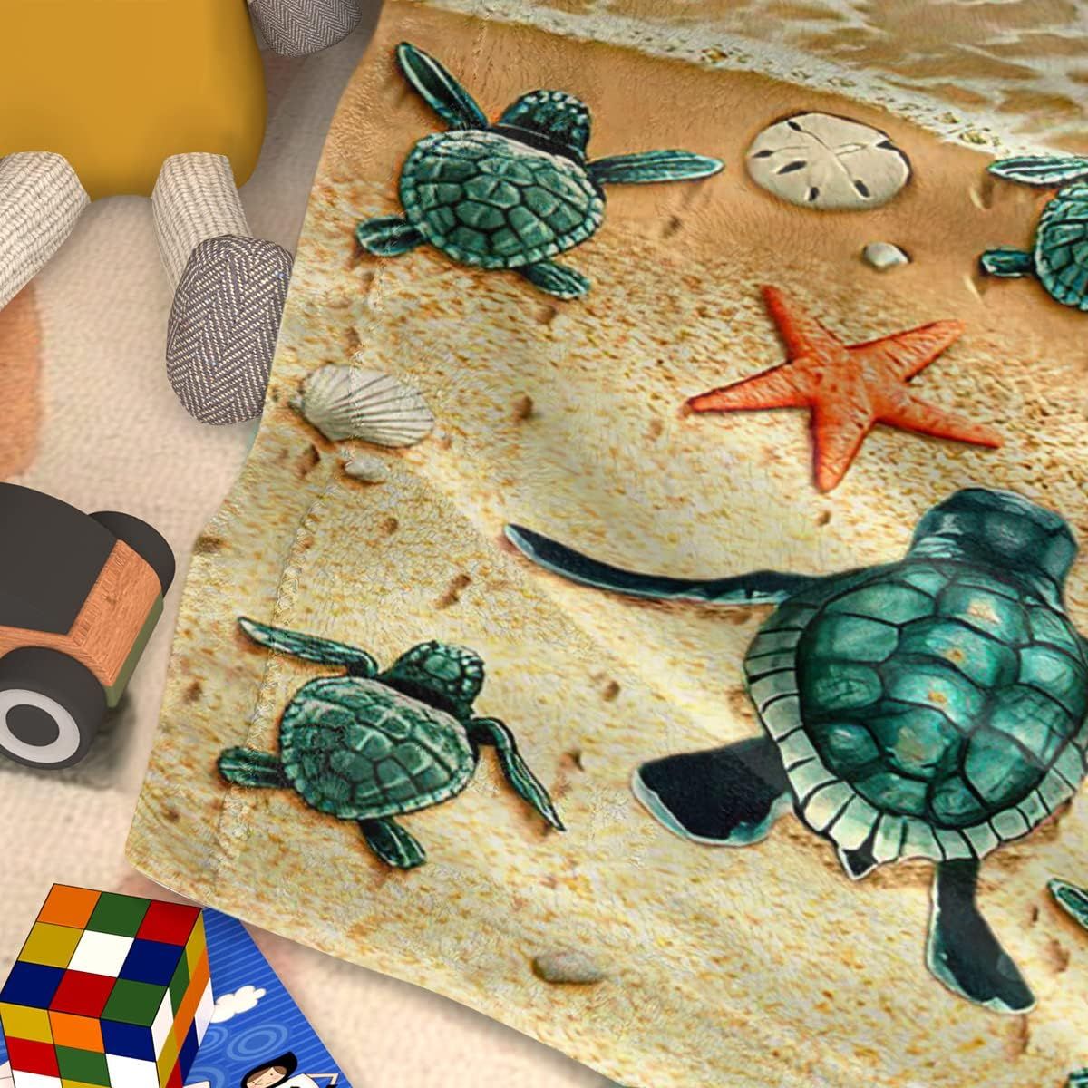 Sea Turtle Flannal Throw Blanket for Teens Boys Men Many Sea Turtle Pattern Blanket Soft Flannal Throw Blanket 50x60 Inches for Couch Bed and Sofa
