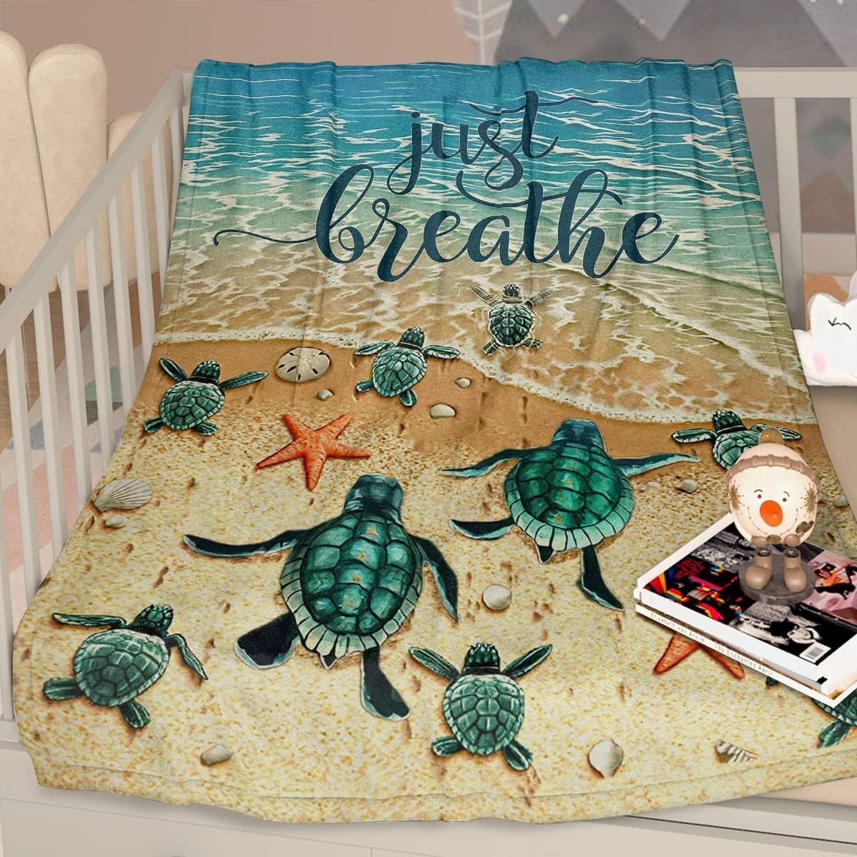 Sea Turtle Flannal Throw Blanket for Teens Boys Men Many Sea Turtle Pattern Blanket Soft Flannal Throw Blanket 50x60 Inches for Couch Bed and Sofa