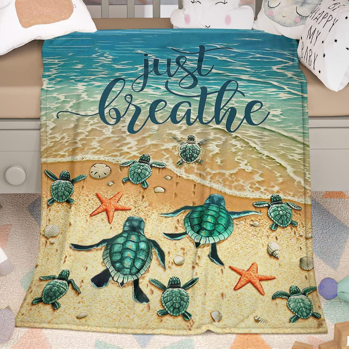 Sea Turtle Flannal Throw Blanket for Teens Boys Men Many Sea Turtle Pattern Blanket Soft Flannal Throw Blanket 50x60 Inches for Couch Bed and Sofa