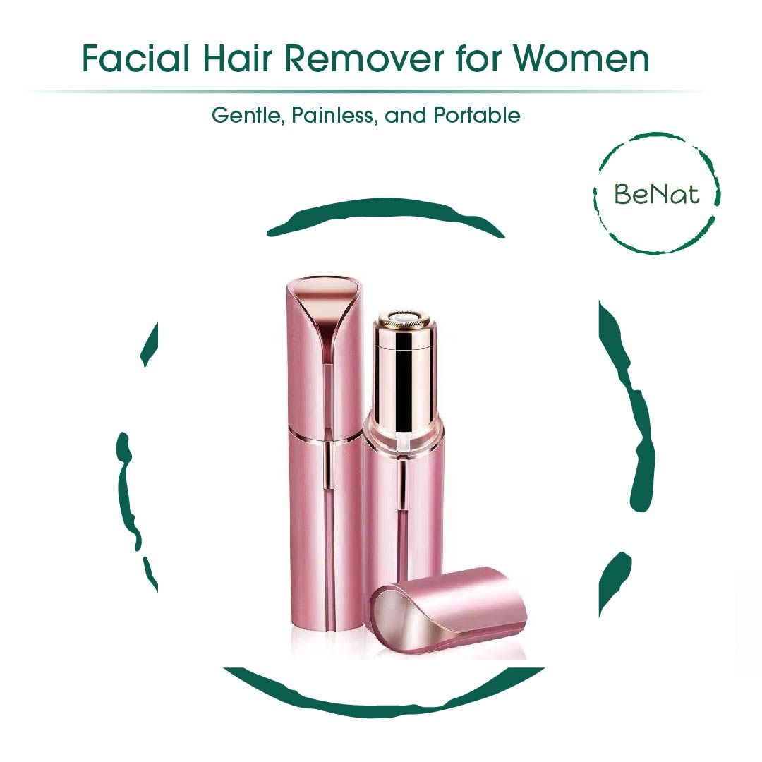 Set of 2. Rechargeable Facial & Eyebrow Hair Remover Set for Women, Painless Electric Trimmer with LED Light