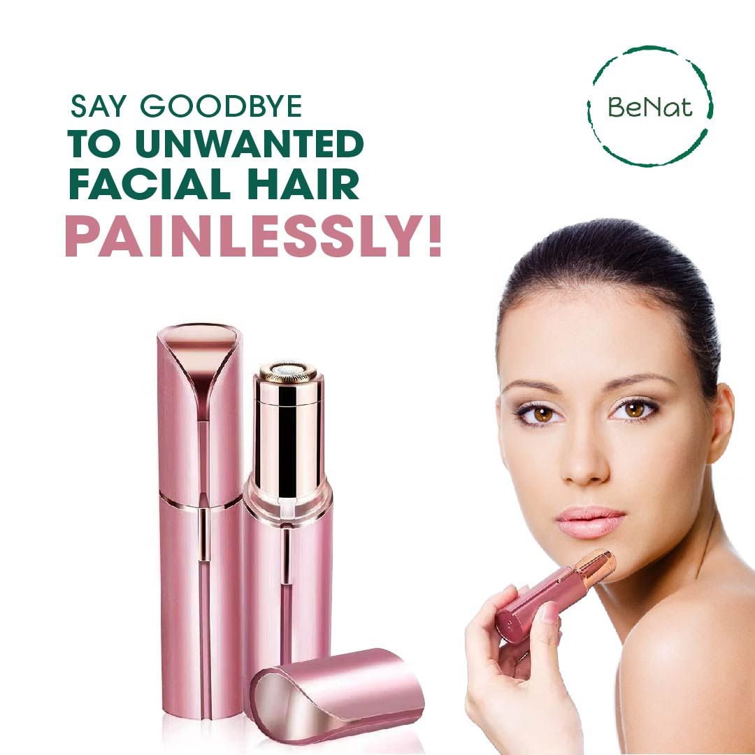Set of 2. Rechargeable Facial & Eyebrow Hair Remover Set for Women, Painless Electric Trimmer with LED Light