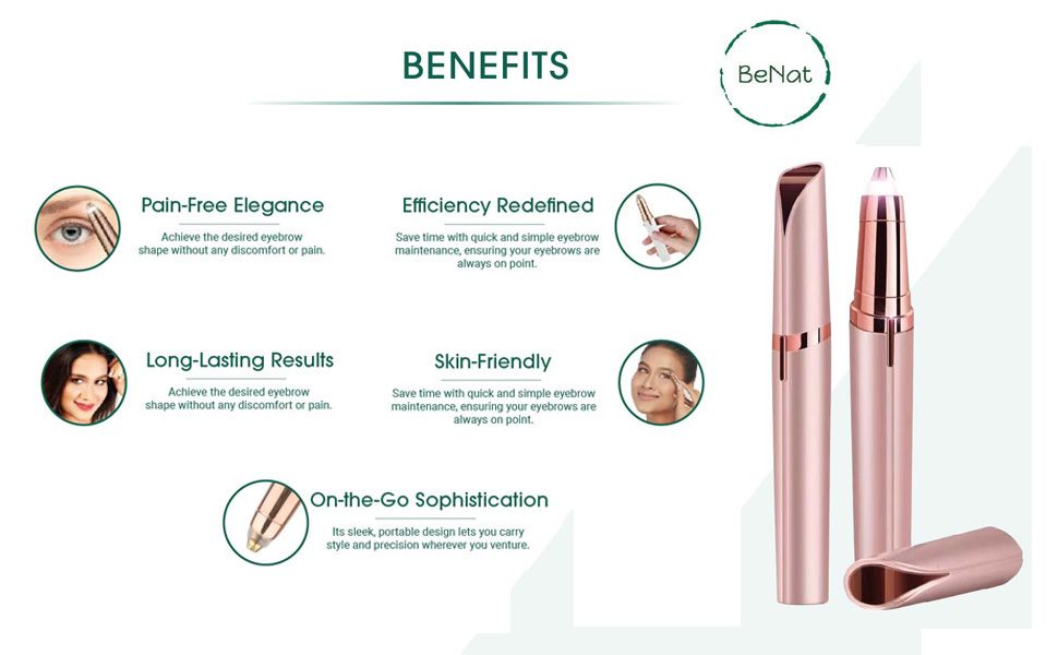 Set of 2. Rechargeable Facial & Eyebrow Hair Remover Set for Women, Painless Electric Trimmer with LED Light