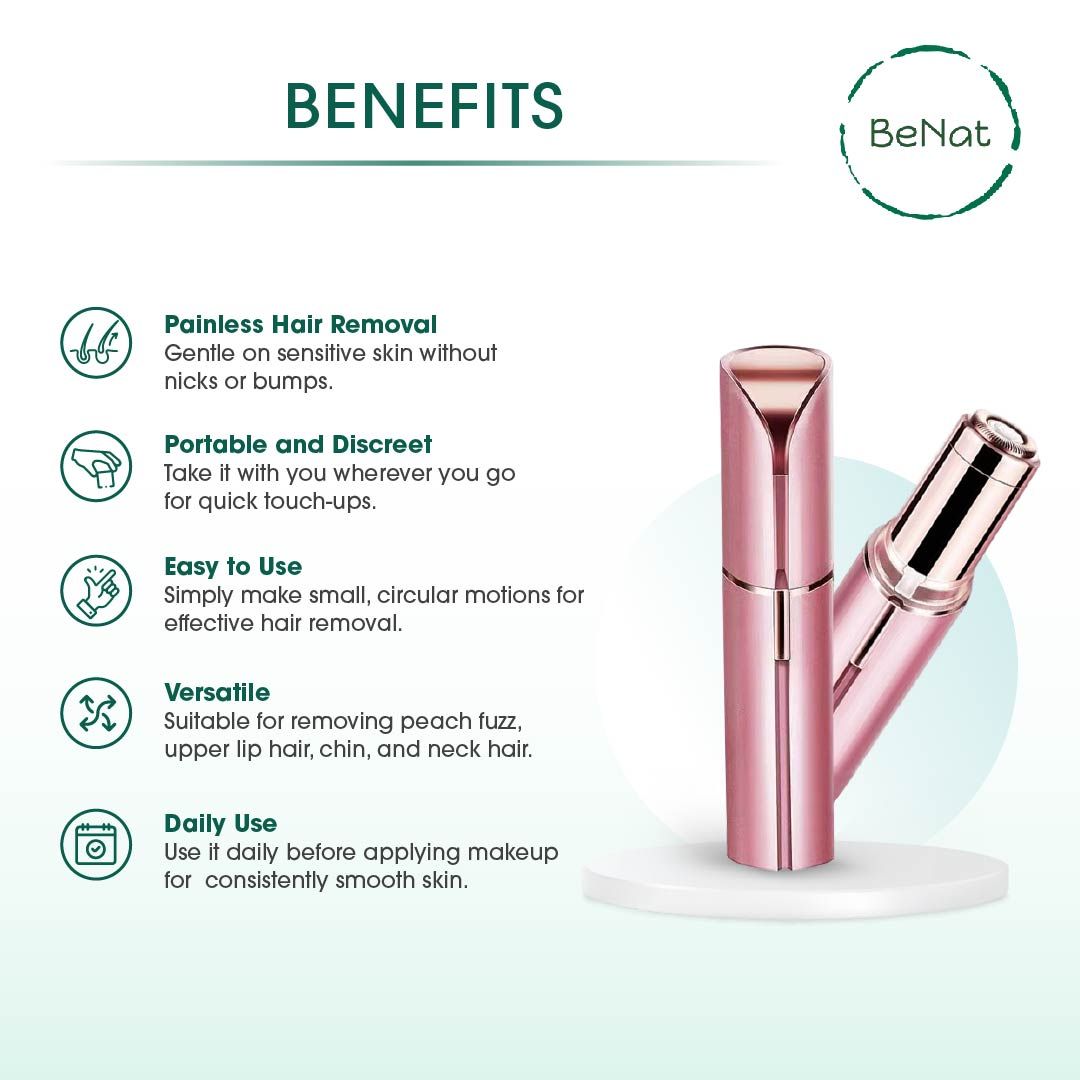 Set of 2. Rechargeable Facial & Eyebrow Hair Remover Set for Women, Painless Electric Trimmer with LED Light