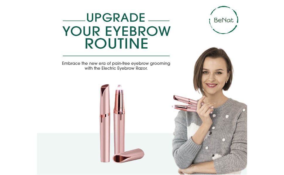Set of 2. Rechargeable Facial & Eyebrow Hair Remover Set for Women, Painless Electric Trimmer with LED Light