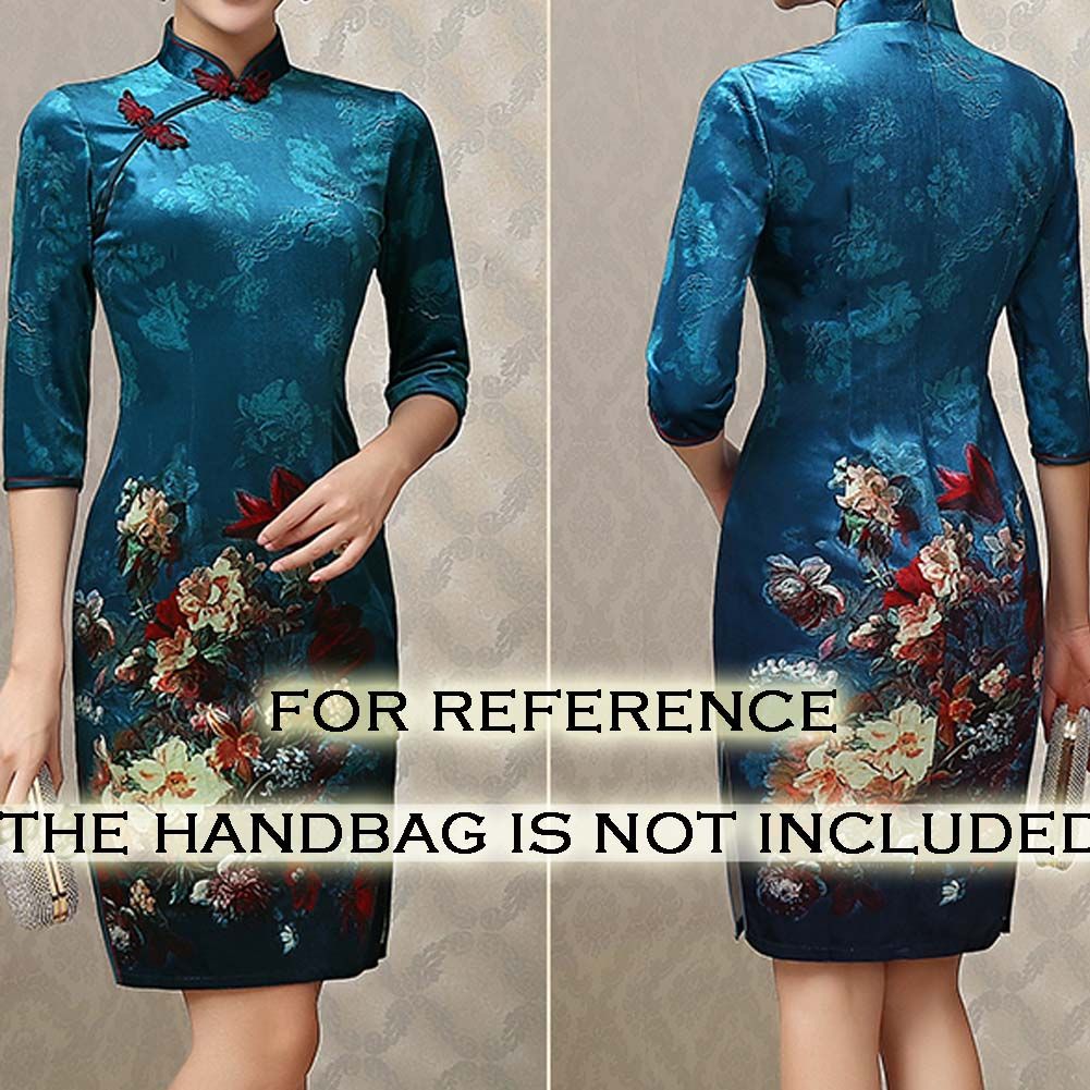 Short Cheongsam Dress Thin Velvet Cocktail Dress Chinese Qipao Modern Cheongsam