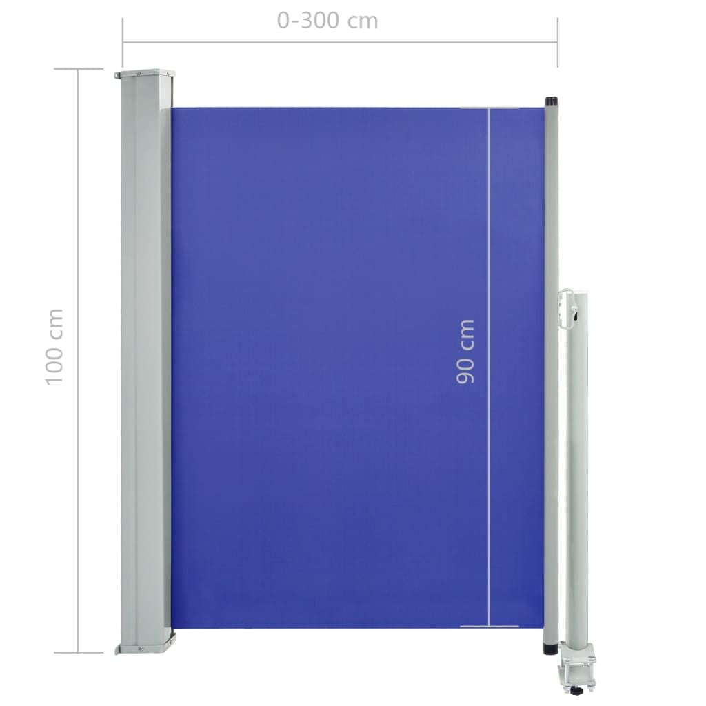 Side Awning Blue Polyester 39.4 x 118.1 in Retractable