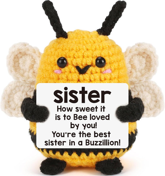 Sister Gifts for Christmas, Sister Birthday Gift, from Sis/Brother, Unique Stocking Stuffer for Women Sis Valentines Mothers Day for Her, Funny Easer Decorations, Cute Handmade Bees