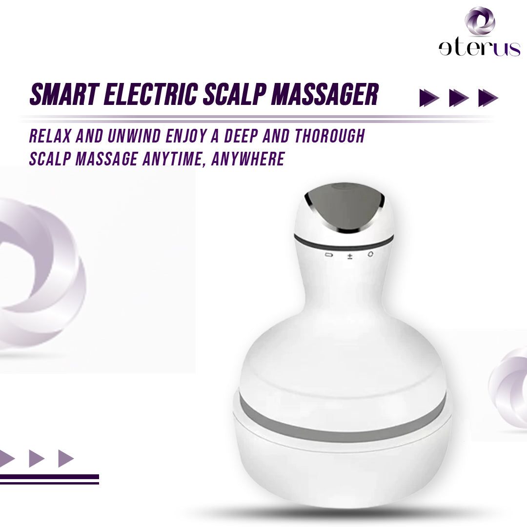 Smart Electric Scalp Massager - Waterproof Wireless Handheld Head Scratcher & Body Massage Tool with 4 Modes, Rechargeable Silicone Nodes for Stress Relief, Relaxation & Hair Growth Stimulation