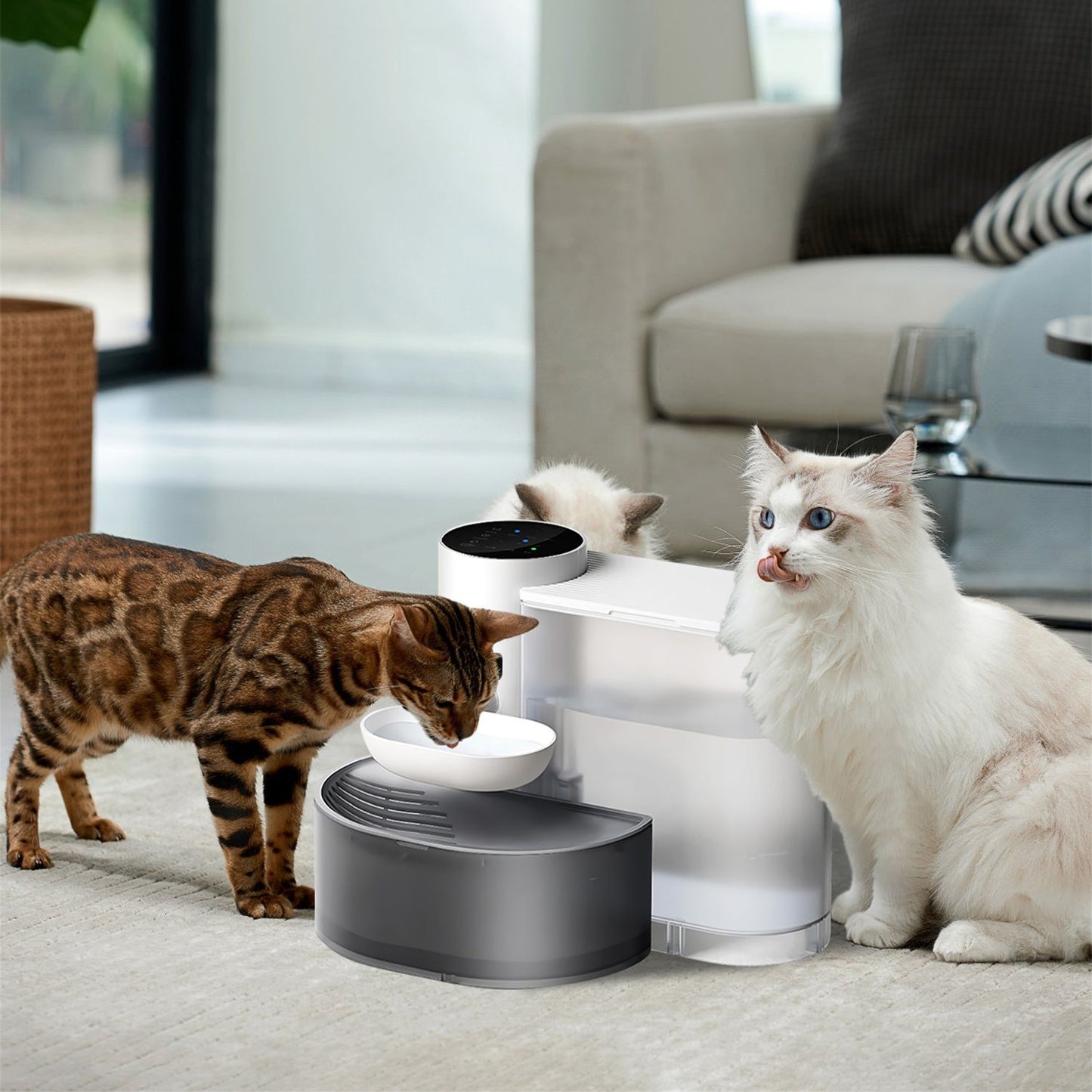 Smart Wireless Pet Water Fountain,2025 Upgraded Pet Water Fountain No Filter,3.5L/118oz Ultra-Quiet Design,Rechargeable Automatic Water Dispenser for Cats and Small Dogs
