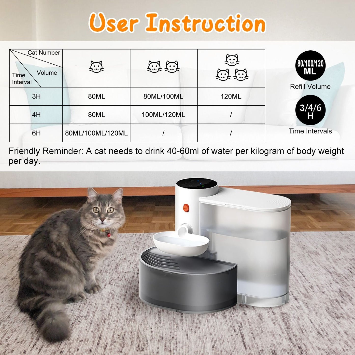 Smart Wireless Pet Water Fountain,2025 Upgraded Pet Water Fountain No Filter,3.5L/118oz Ultra-Quiet Design,Rechargeable Automatic Water Dispenser for Cats and Small Dogs