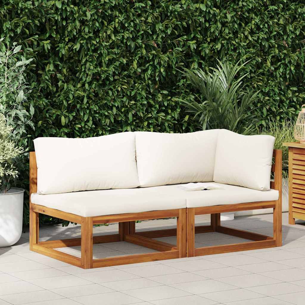 Sofa Set Cream White, Natural Wood