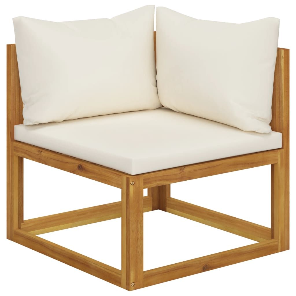 Sofa Set Cream White, Natural Wood