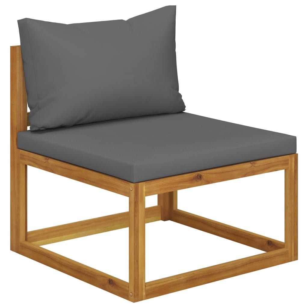 Sofa Set Dark Grey Solid Acacia wood, Dark Grey fabric Standard