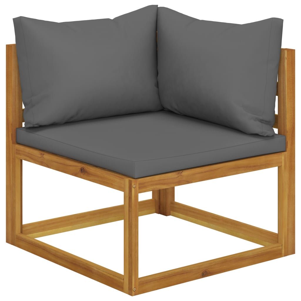 Sofa Set Dark Grey Solid Acacia wood, Dark Grey fabric Standard