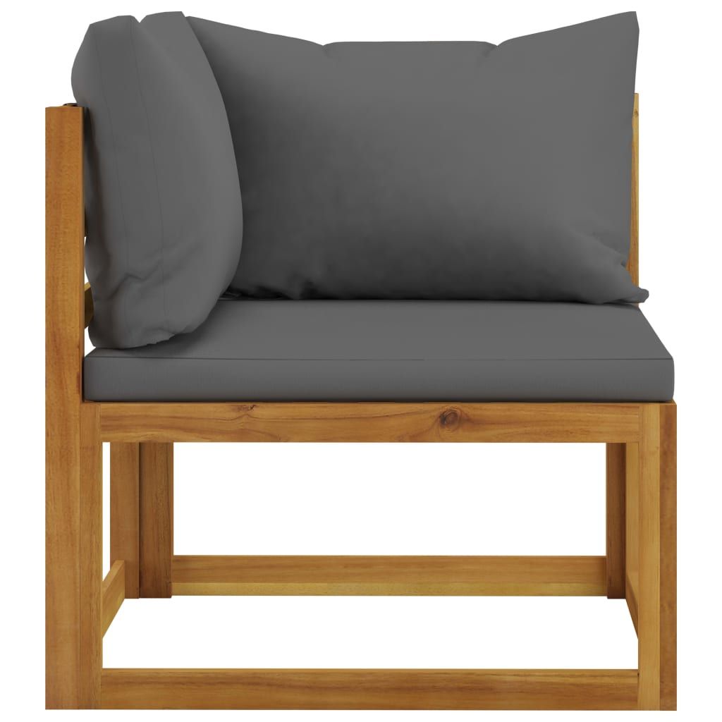 Sofa Set Dark Grey Solid Acacia wood, Dark Grey fabric Standard