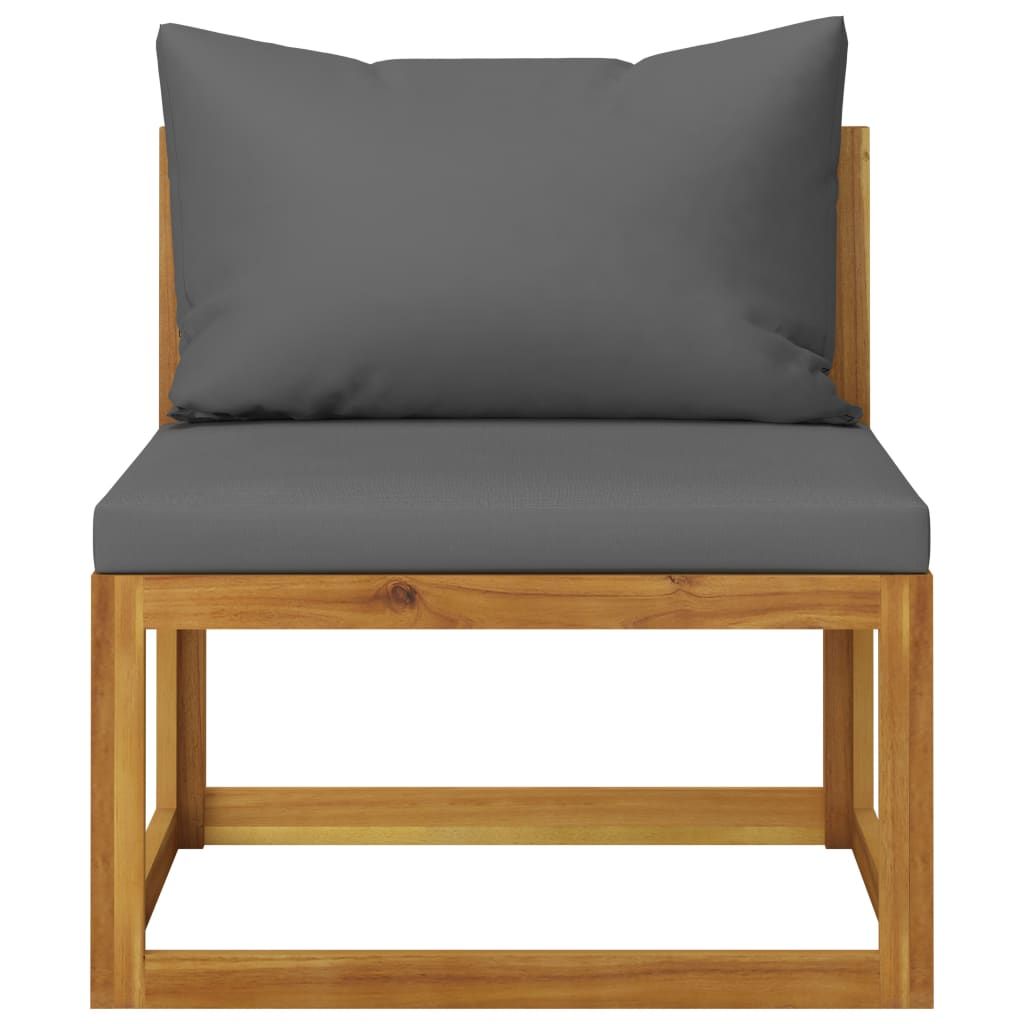 Sofa Set Dark Grey Solid Acacia wood, Dark Grey fabric Standard