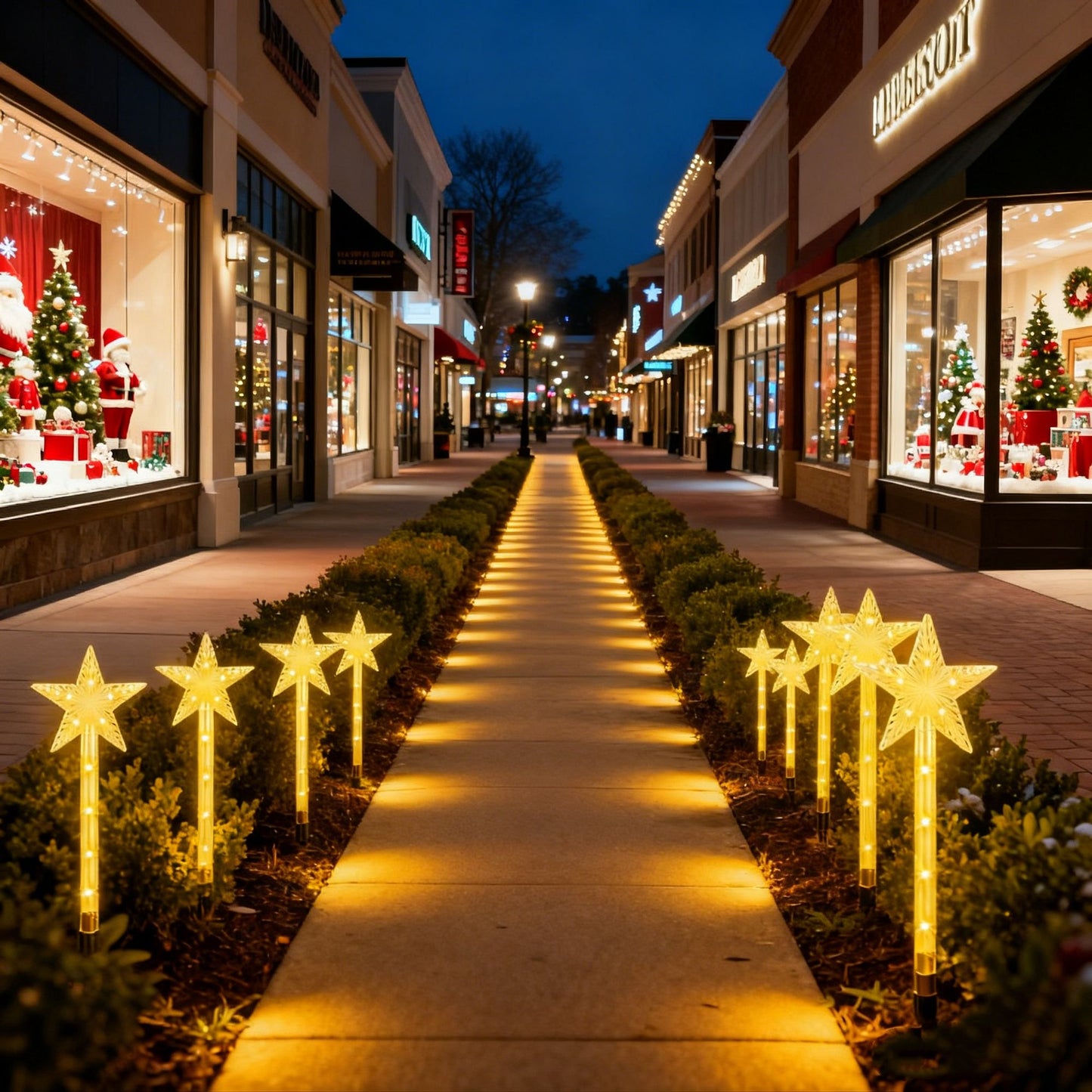 Solar Christmas Outdoor Lights 8 Modes, IP64 Waterproof Star Pathway Lights, Auto On/Off with 90° Adjustable Solar Panel & 1000mAh Battery