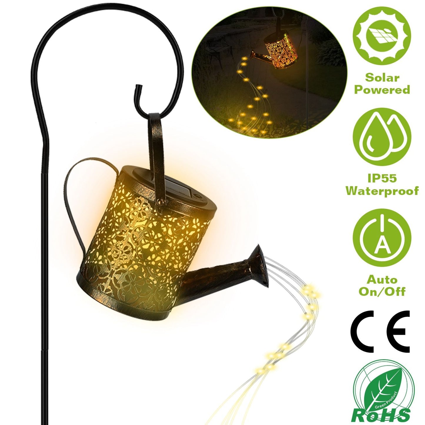 Solar Watering Can with Lights,Solar Outdoor Garden Decor Waterproof Large Hanging Lantern Landscape Lights Outside Decorations for Yard Clearance Porch Patio Pathway Gardening Gift