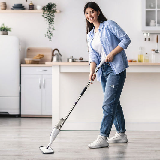 Spray Mop for Floor Cleaning, 49.21" Extended Handle with 360° Rotating Mop Head, 12oz Leak-Proof Water Bottle & 3 Reusable Microfiber Pads - No Battery Needed, for Hardwood, Laminate, Tile, Vinyl & M