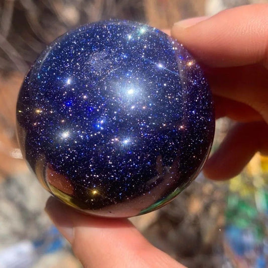 Stunning Blue Golden Sandstone Crystal Ball - Polished Meditation Sphere for Home Decor, Garden Decoration, Perfect Gift for Christmas, Valentine's Day, Mother's Day