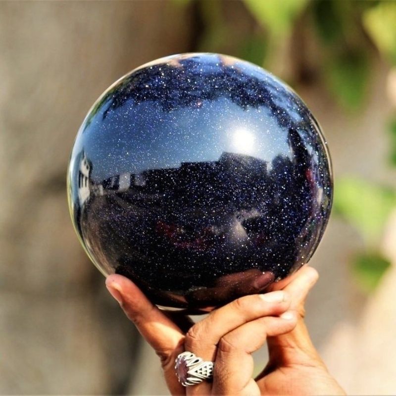 Stunning Blue Golden Sandstone Crystal Ball - Polished Meditation Sphere for Home Decor, Garden Decoration, Perfect Gift for Christmas, Valentine's Day, Mother's Day