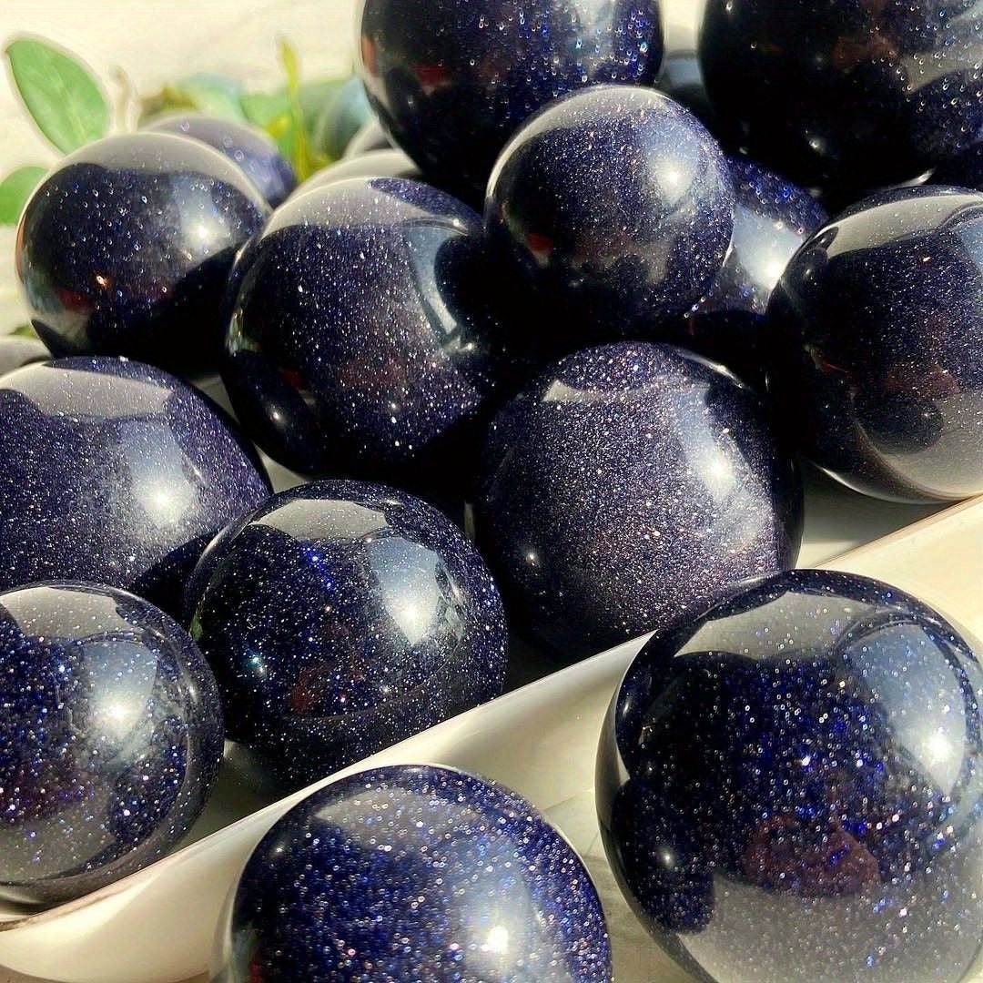 Stunning Blue Golden Sandstone Crystal Ball - Polished Meditation Sphere for Home Decor, Garden Decoration, Perfect Gift for Christmas, Valentine's Day, Mother's Day