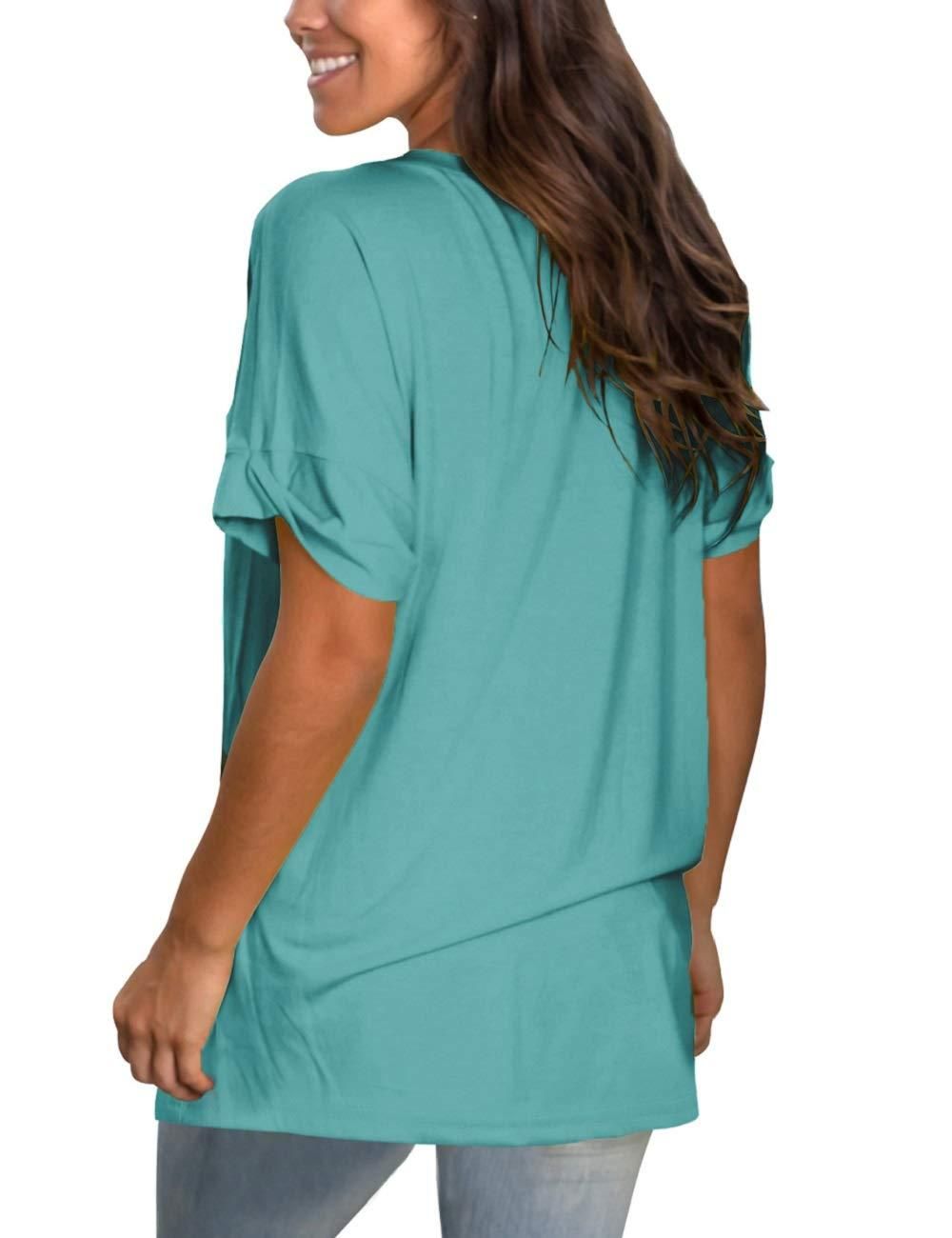Summer Tops for Women V Neck Short Sleeve T Shirts Basic Plain Tees Blouses