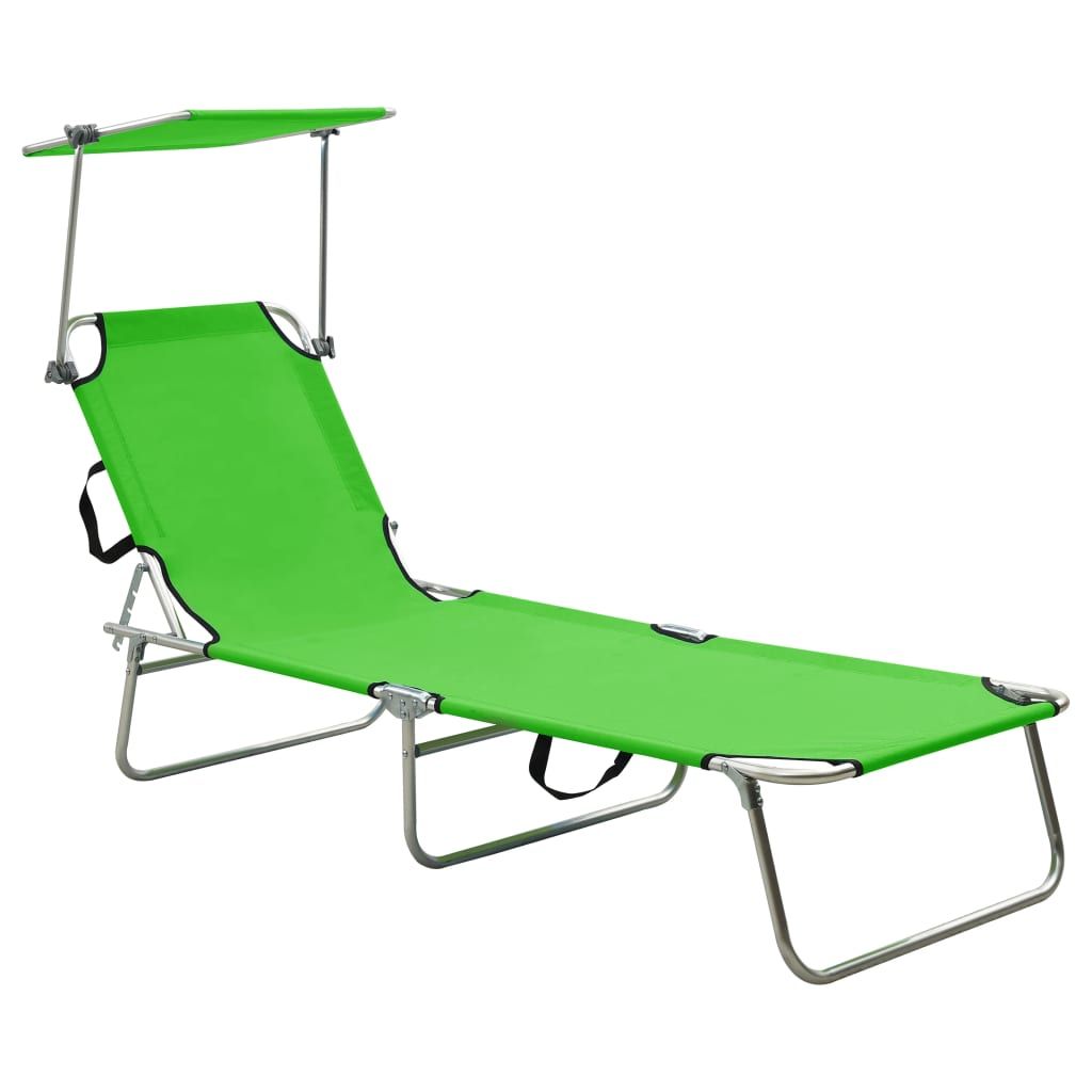 Sun Lounger Green Powder-coated Steel Standard Foldable