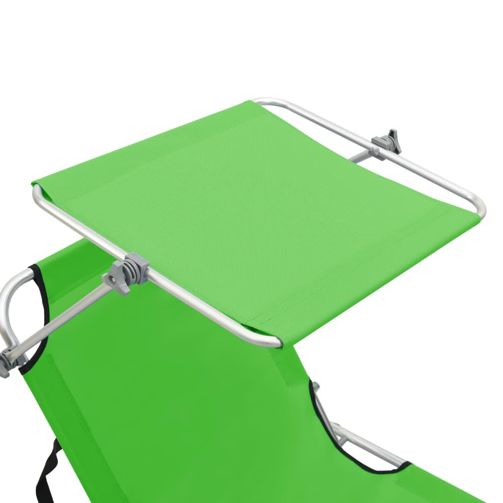 Sun Lounger Green Powder-coated Steel Standard Foldable