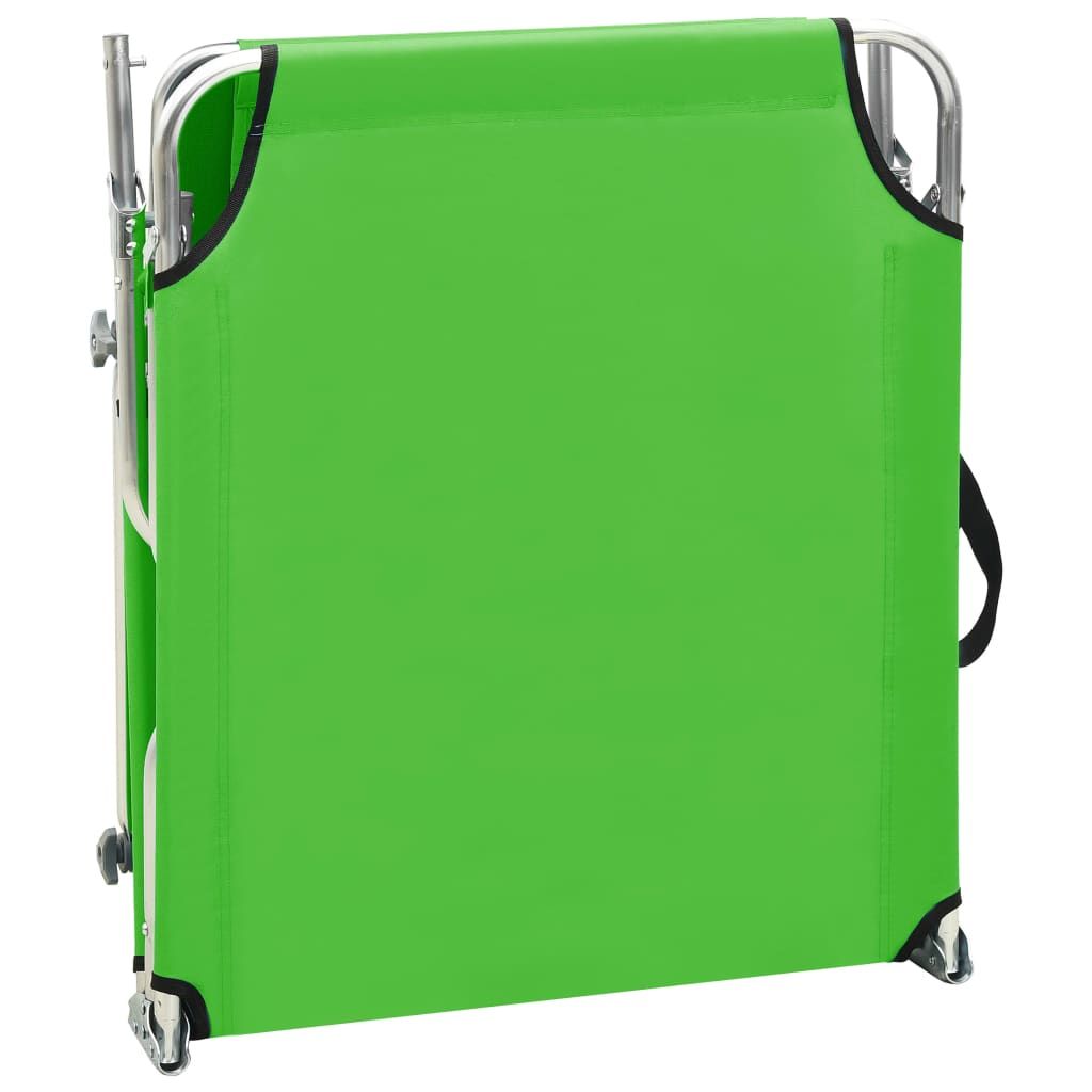 Sun Lounger Green Powder-coated Steel Standard Foldable