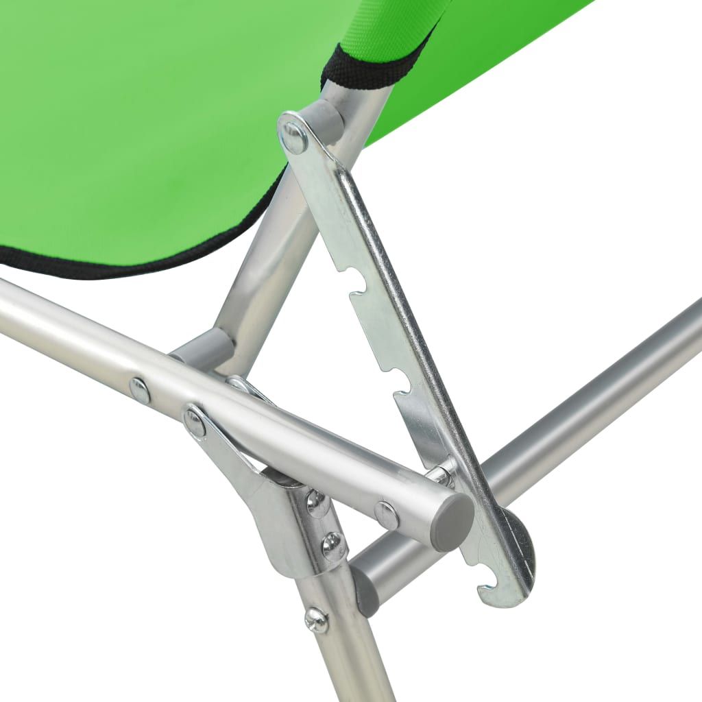 Sun Lounger Green Powder-coated Steel Standard Foldable