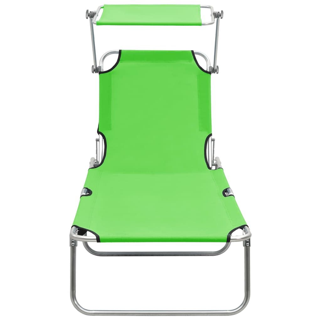 Sun Lounger Green Powder-coated Steel Standard Foldable