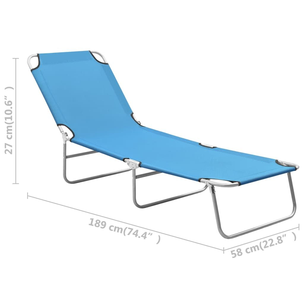 Sun Lounger Turquoise Blue Oxford fabric, Powder-coated steel