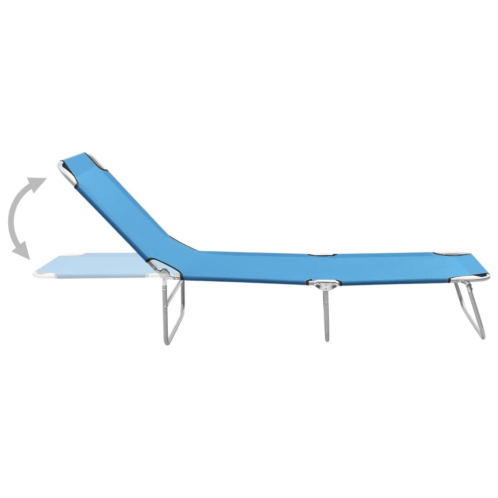 Sun Lounger Turquoise Blue Oxford fabric, Powder-coated steel