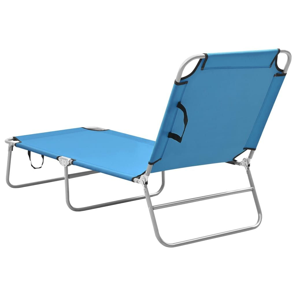 Sun Lounger Turquoise Blue Oxford fabric, Powder-coated steel
