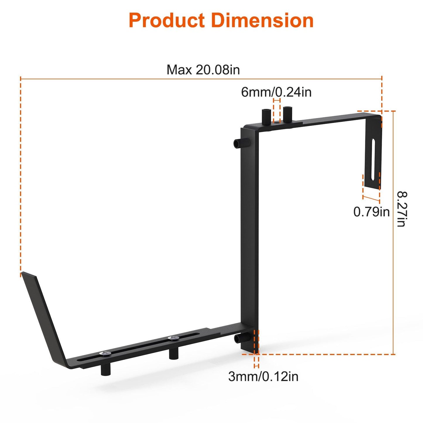 Telescopic Window Planter Bracket, Iron No-Drill Wall-Mounted Flower Box Holder, 6.1-11.6" Tray & 2.36-6.9" Dual-Size Hook, Indoor/Outdoor Rustproof Rail Hanging Basket Support, with 24 Screws & Screw