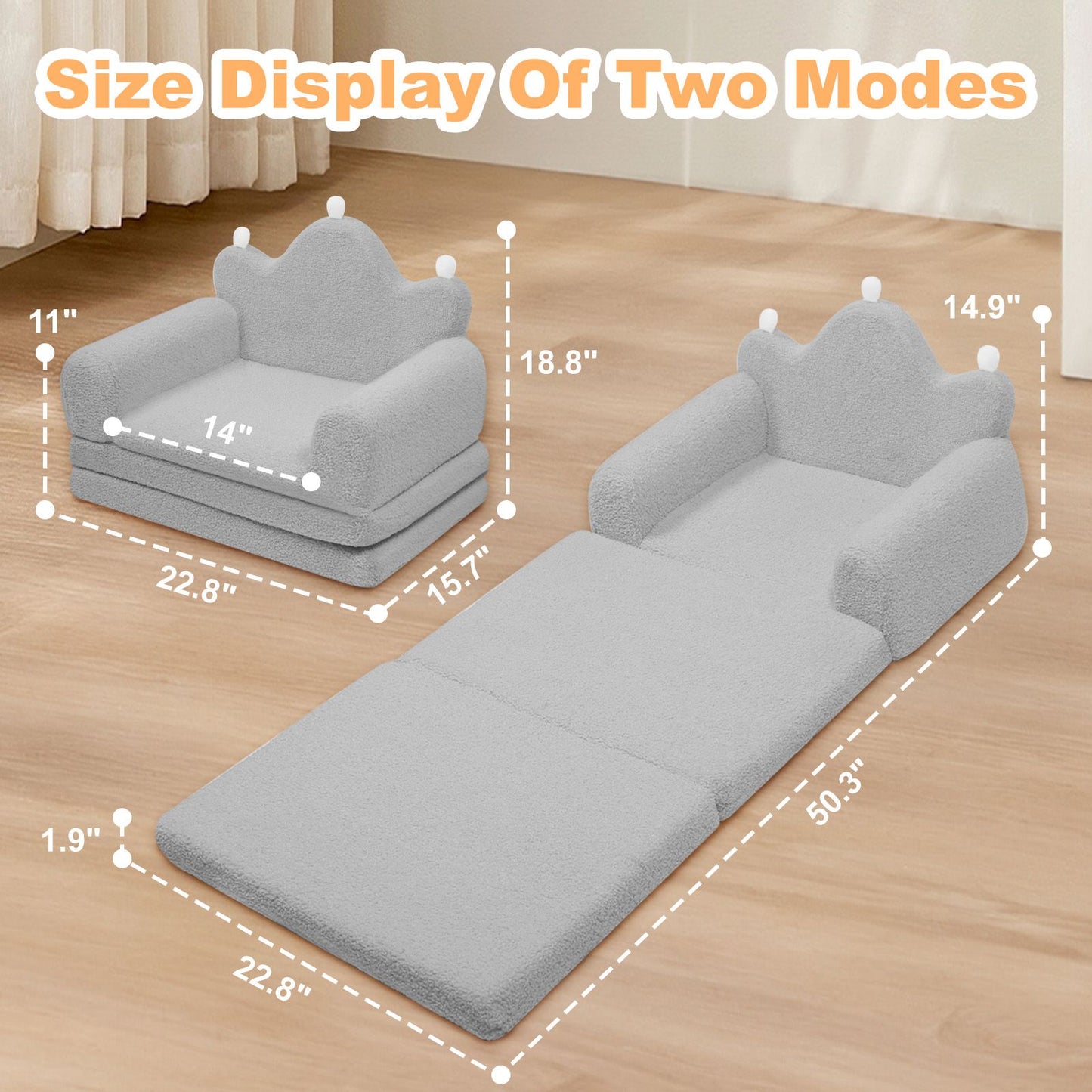 Tiara-Shaped Convertible Dog Bed And Sofa - 22.8"×18.8"×15.7" - 2-in-1 Luxurious Pet Bed With Plush Cushion And Machine-Washable Cover, Stylish Colors For Small/Medium/Large Dogs Or Cat