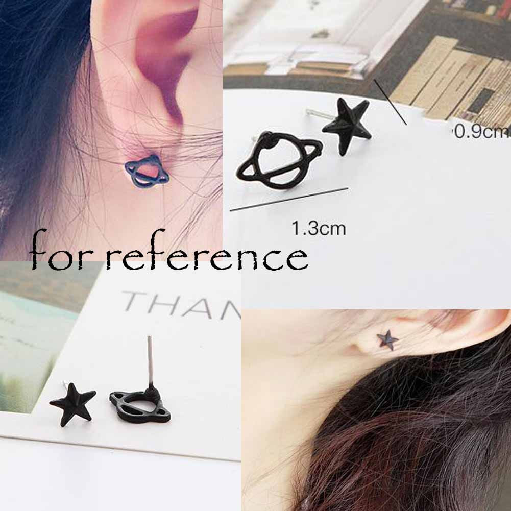 Tiny Stud Earrings Star Planet Black Stud Earrings for Women; 10 Pairs