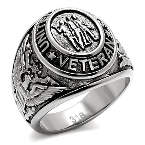 TK414704 - High polished (no plating) Stainless Steel Ring with Epoxy in Jet